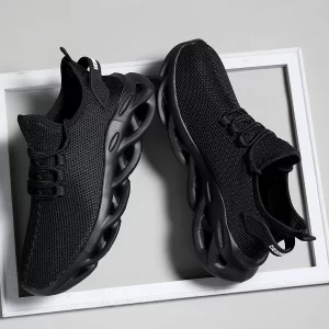 Men Sports Running Black Jogging Shoes Casual Sneakers Brown Outdoor Breathable Mesh Light Black Tennis Outdoor Walking - Image 3