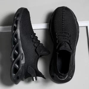 Men Sports Running Black Jogging Shoes Casual Sneakers Brown Outdoor Breathable Mesh Light Black Tennis Outdoor Walking - Image 2